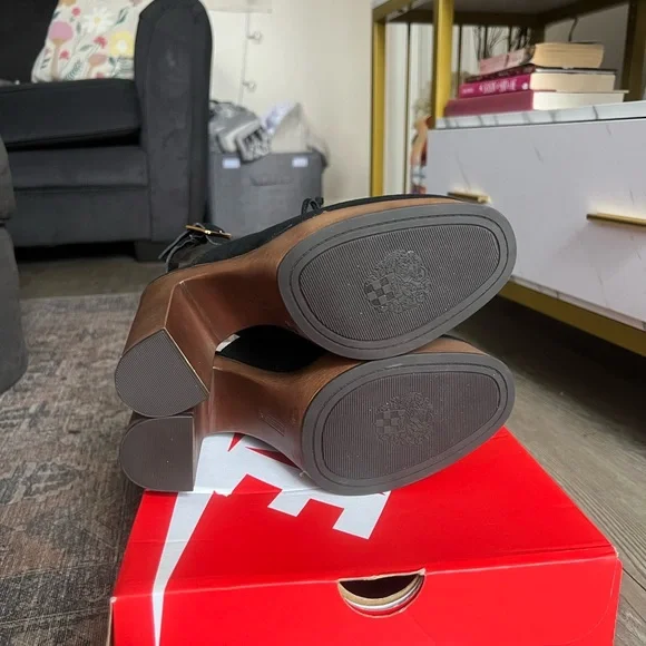 NWOT Vince Camuto Inerta Leather High Heel Platform Slingback Black Clog - Picture 6 of 7